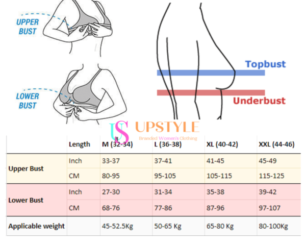 Push up size chart